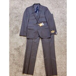 Bertolini 2pc Suit Jacket Size 38R Pants 46/40 Sport Coat Blazer Wool Silk Gray
